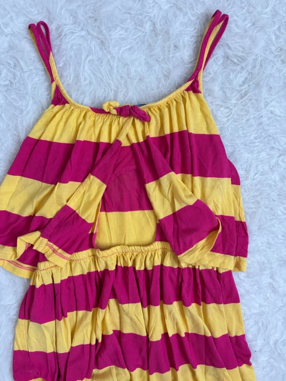 Ralph Lauren Girls Preppy Bold Yellow & Magenta Striped Sundress
